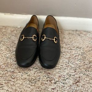 Black flat genuine leather loafers